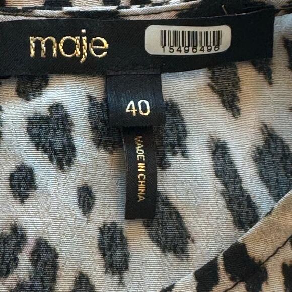 MAJE Ricata Leopard Print Ruched Ruffle Skirt Mini Dress Size FR 40 / US 8 - Picture 7 of 15